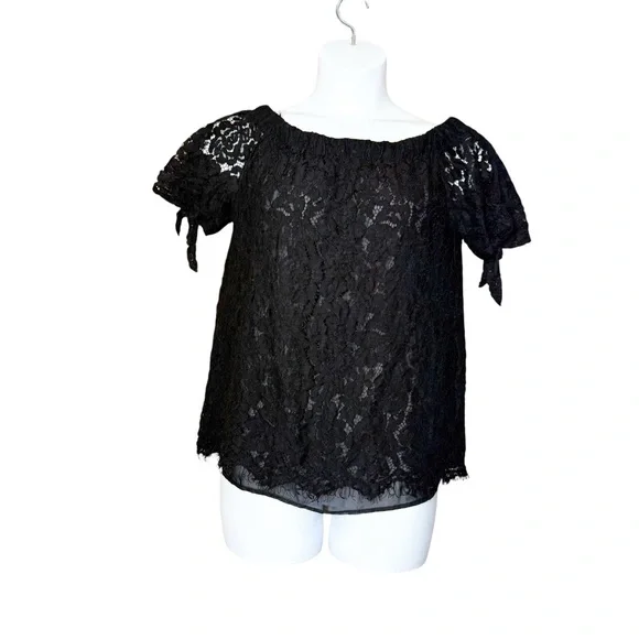 Lulu’s Ethereal View Black Lace Off-the-Shoulder Top size XL - Picture 3 of 10